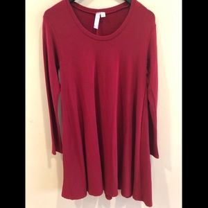 Red T-Shirt Long Sleeve Dress